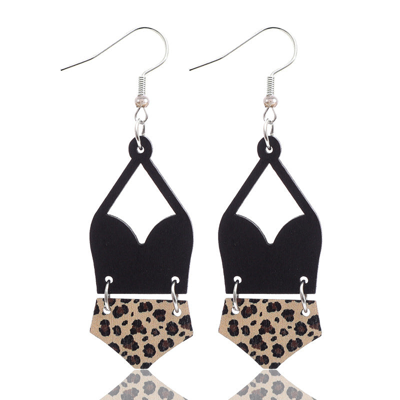 Wholesale Western Bikini Wooden Geometric Diamond Earrings